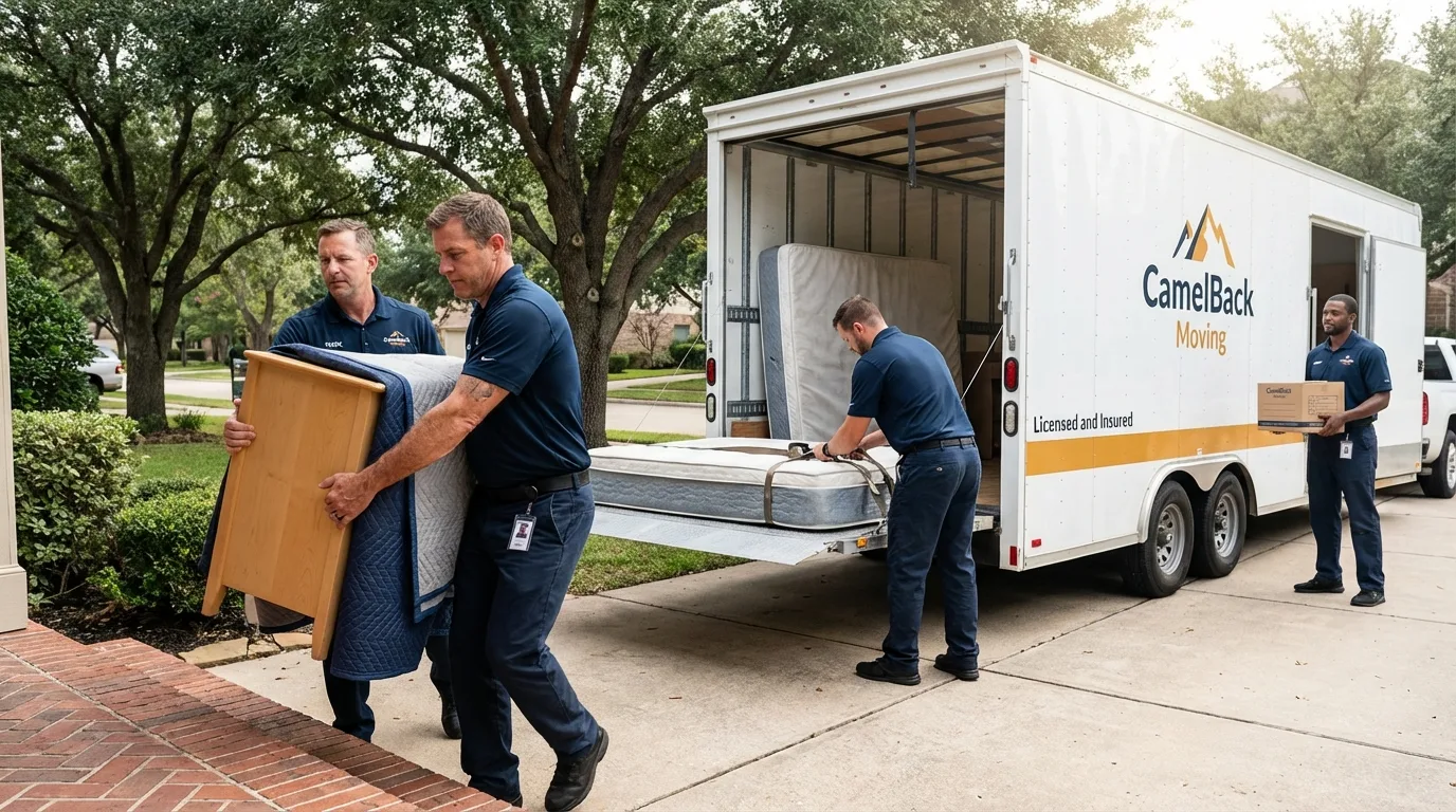 Crew loading residential truck for cross-state move from Massillon, OH